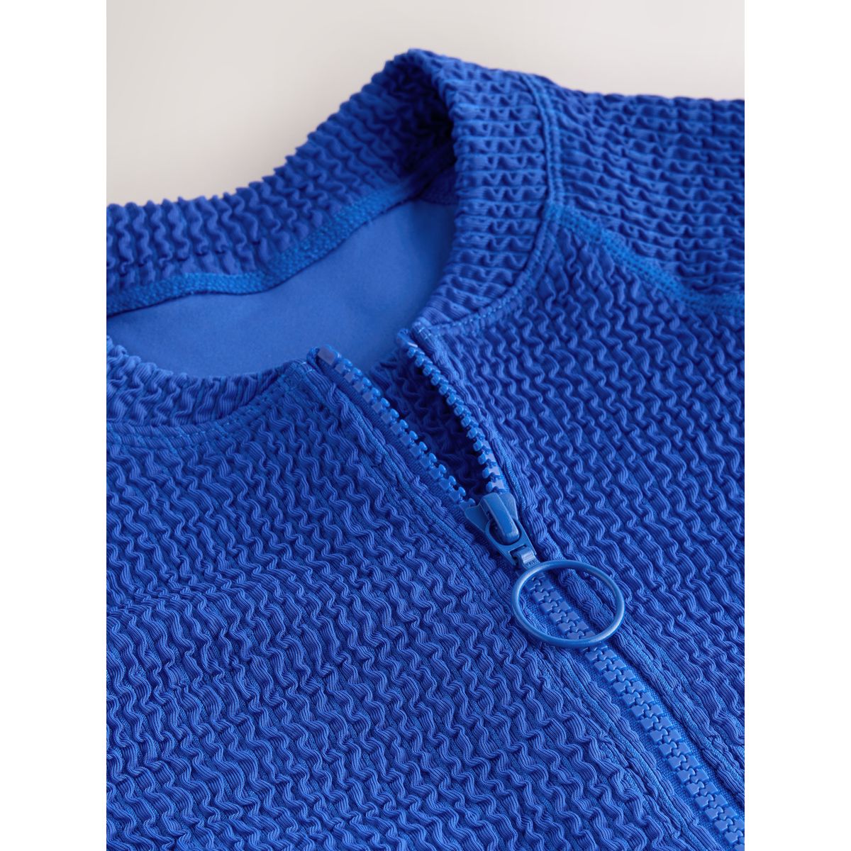 Maillot de bain lycra à manches longues bleu cobalt froissé, NEXT