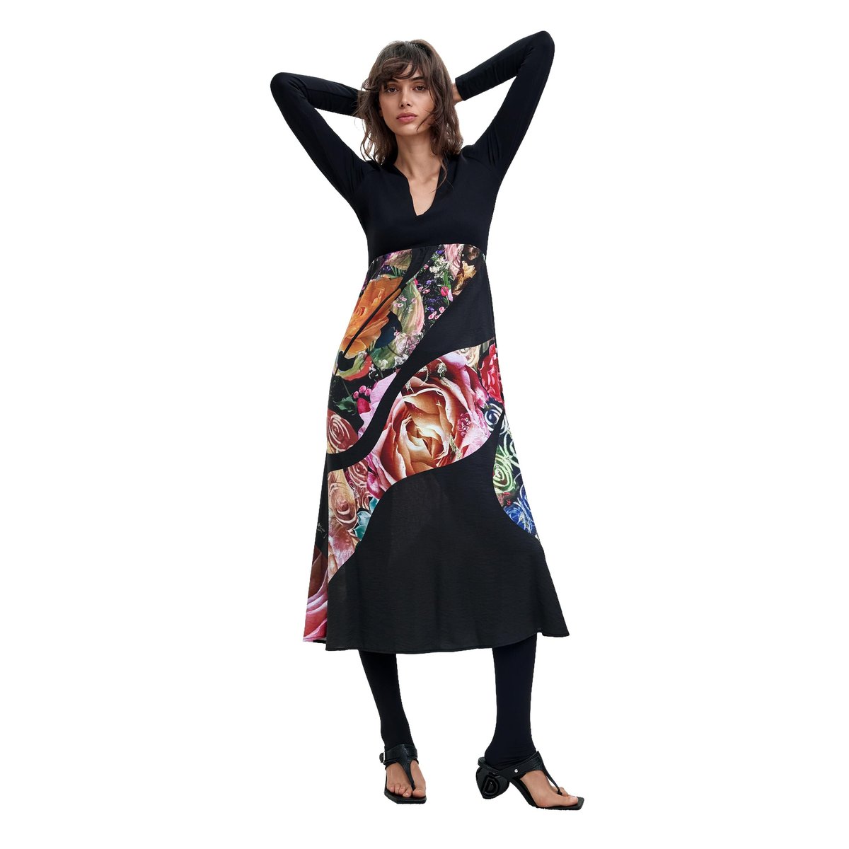 Robe midi imprimée M. C. Lacroix noir, DESIGUAL