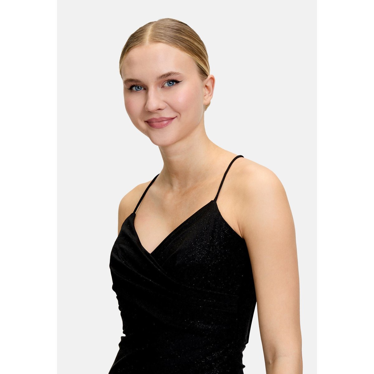 Robe de soirée au look scintillant noir, VERA MONT