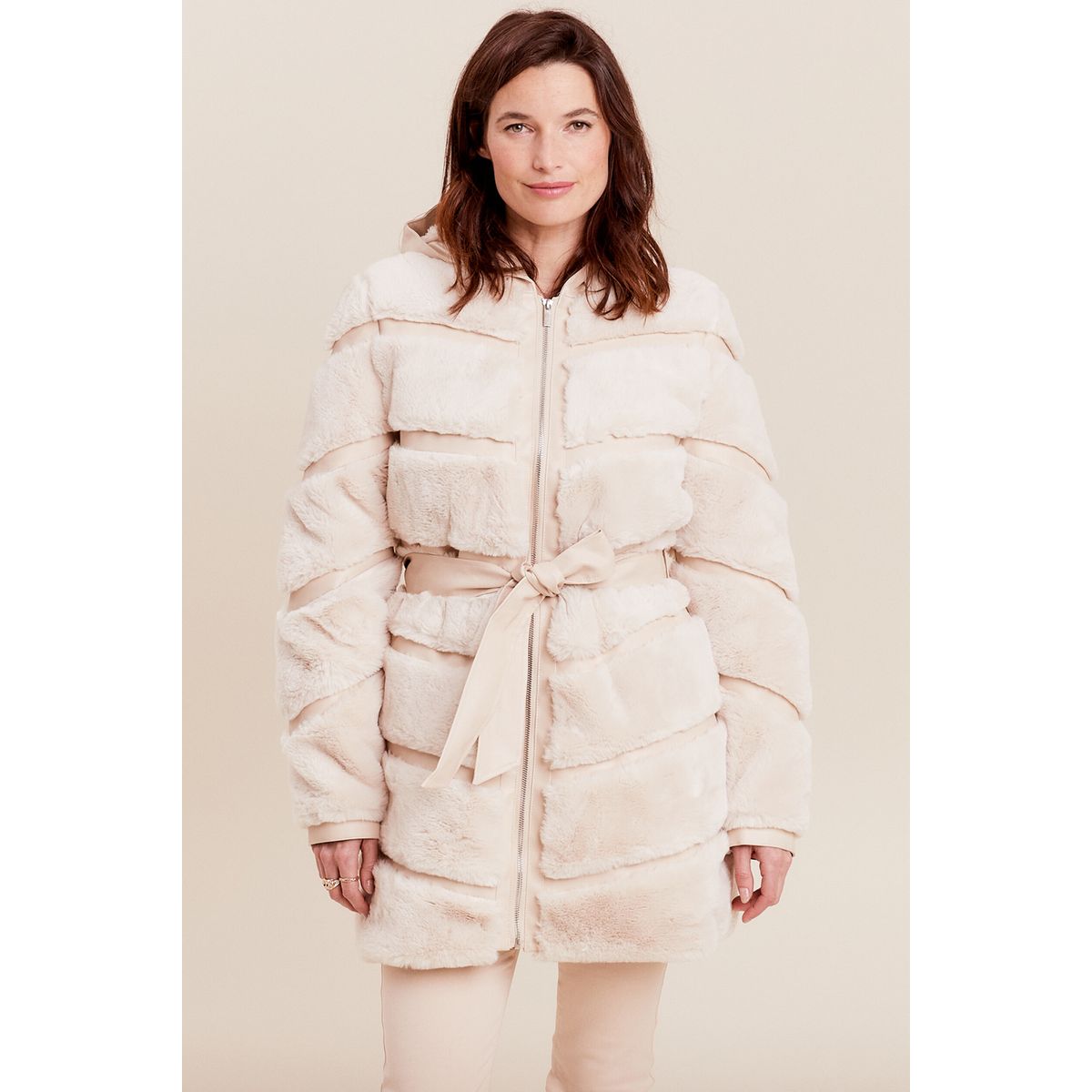 Manteau fausse fourrure ivoire, BREAL