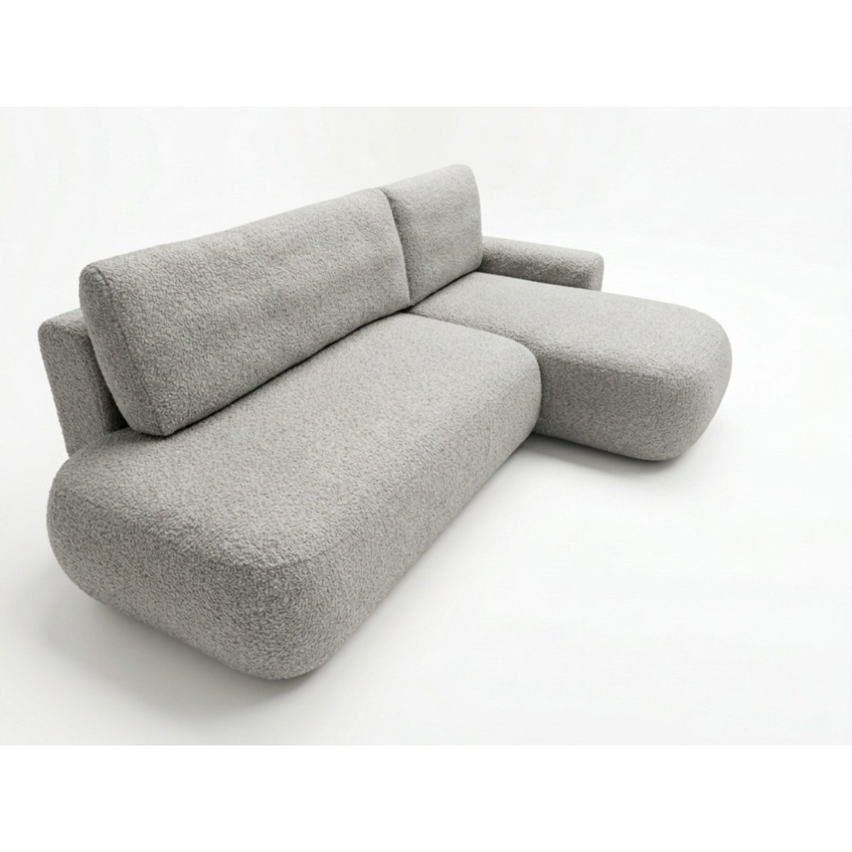 Canapé d'angle convertible 3 places en tissu bouclette, TANGO gris, BOBOCHIC