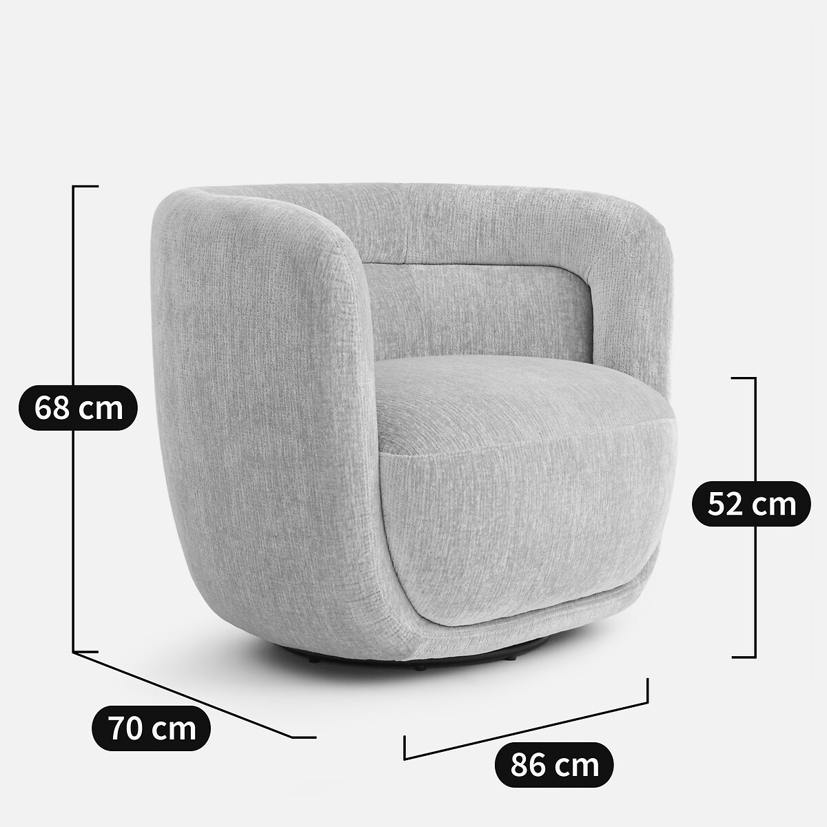 Sillón giratorio de terciopelo texturizado, BAIA beige escarchado, AM.PM