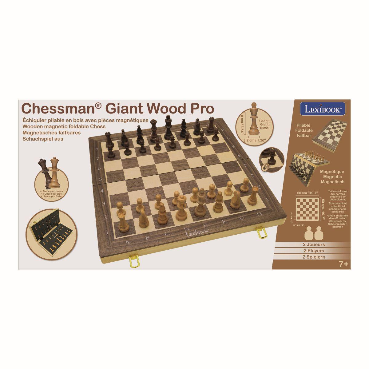 Jeu d’échecs magnétique pliable en bois marron, LEXIBOOK