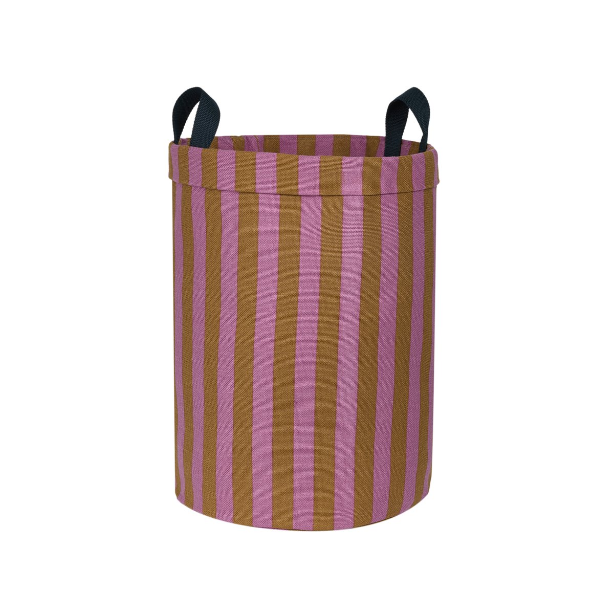 Grand panier de rangement rond pink curry stripes, NOBODINOZ