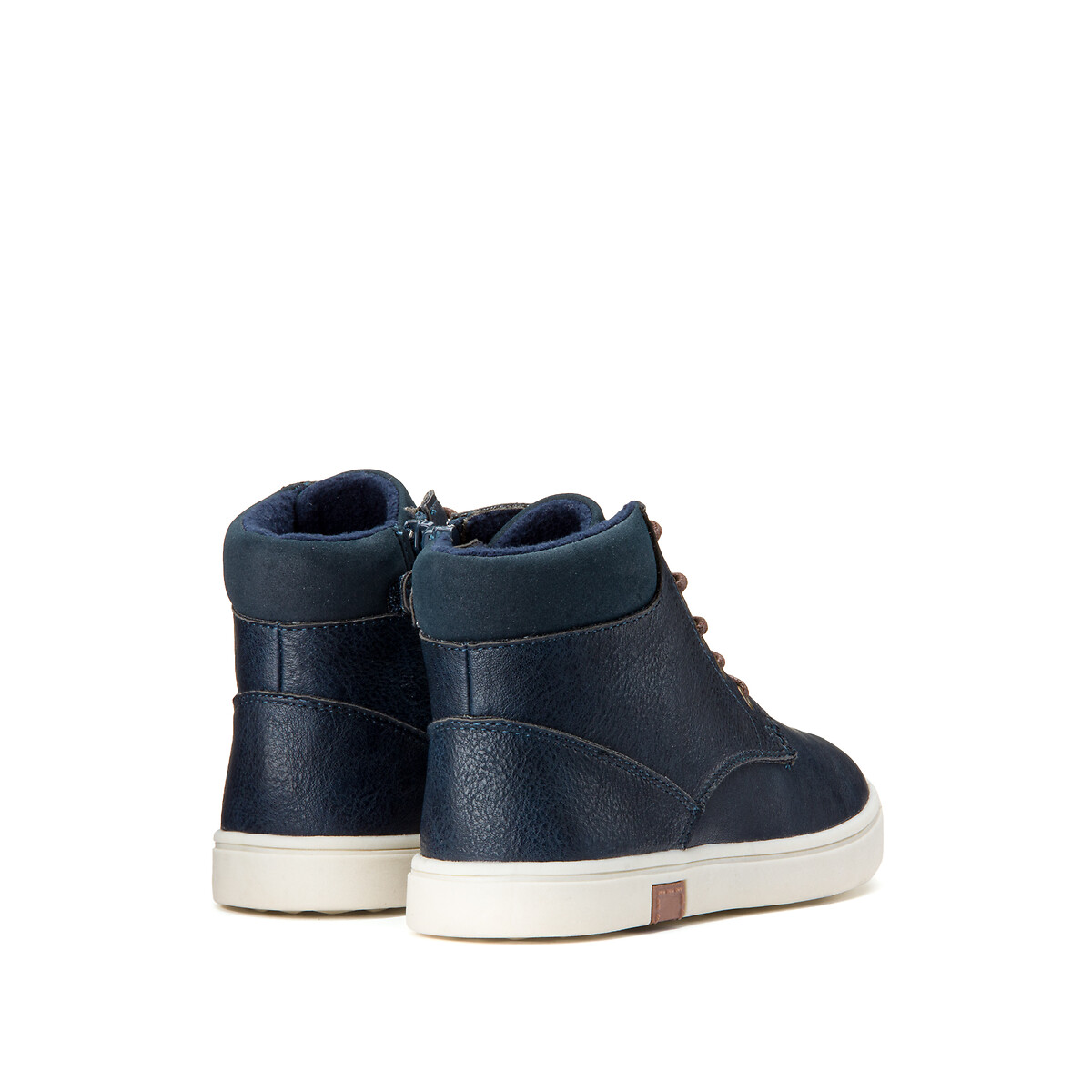 Kids Ankle Boots with Zip Fastening and Laces navy blue, LA REDOUTE COLLECTIONS
