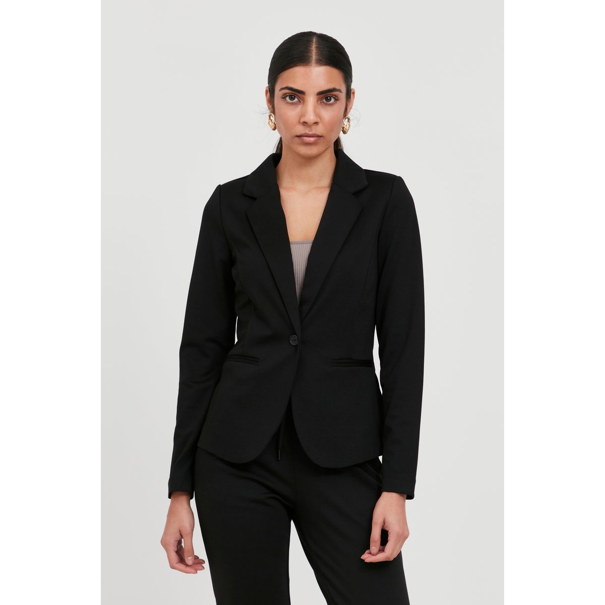 Blazer coupe ajustée, col tailleur noir, ICHI