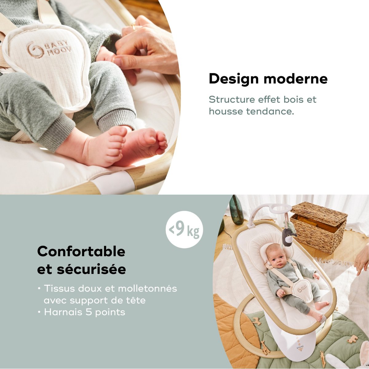 Balancelle bébé électrique Swoon Hoop blanc, BABYMOOV