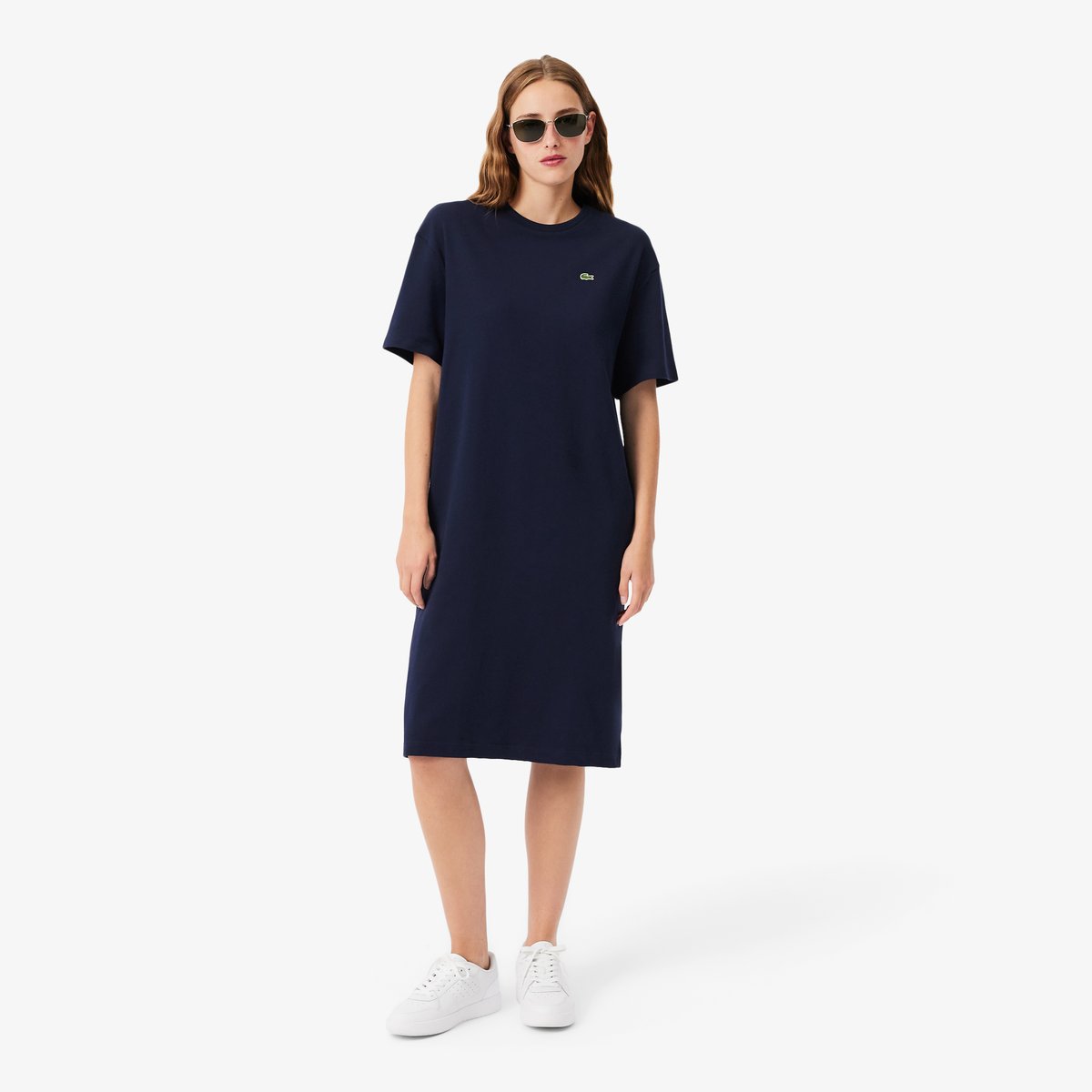 Robe t-shirt oversize coton bleu-166, LACOSTE