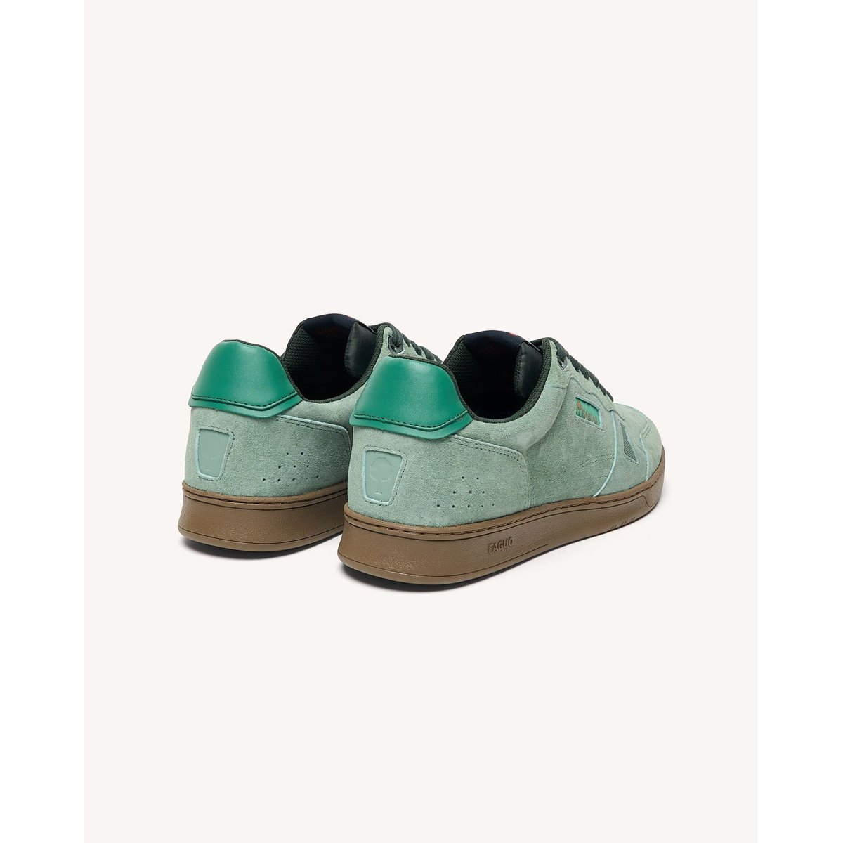 Baskets basses en cuir nubuck vert clair, FAGUO