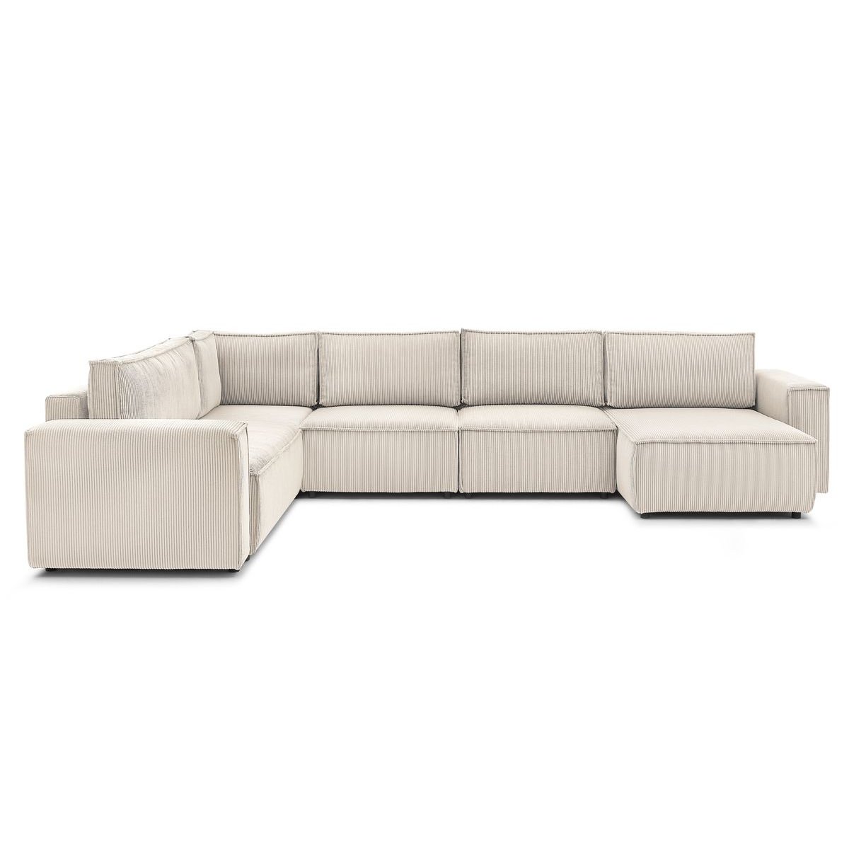 Canapé modulable 6 places en velours côtelé, NIHAD beige, BOBOCHIC