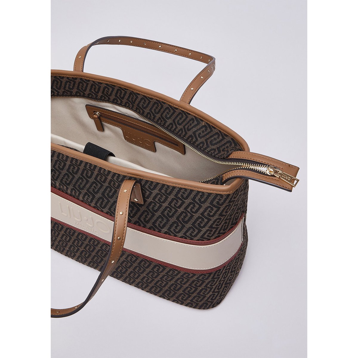 Sac cabas moyen monogramme marron foncé, LIU JO