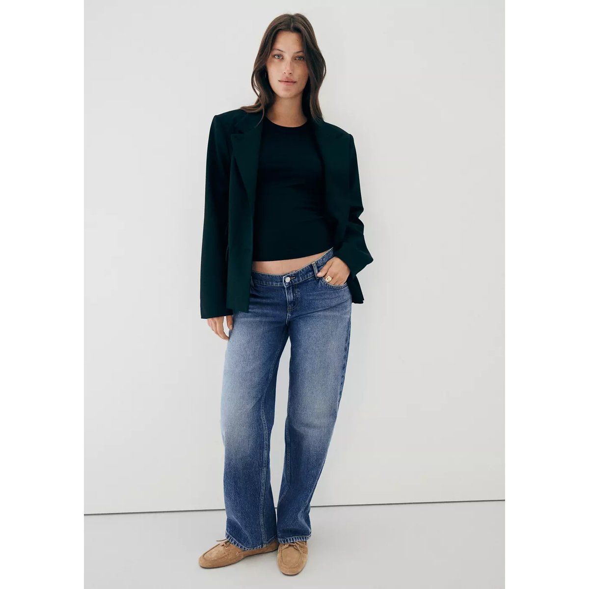 Jean de grossesse droit bleu foncé, MANGO