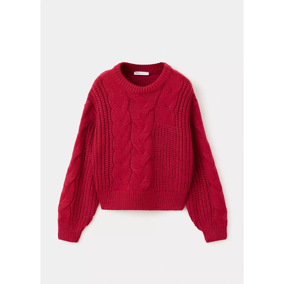 Pull-over maille tressée rouge, MANGO KIDS