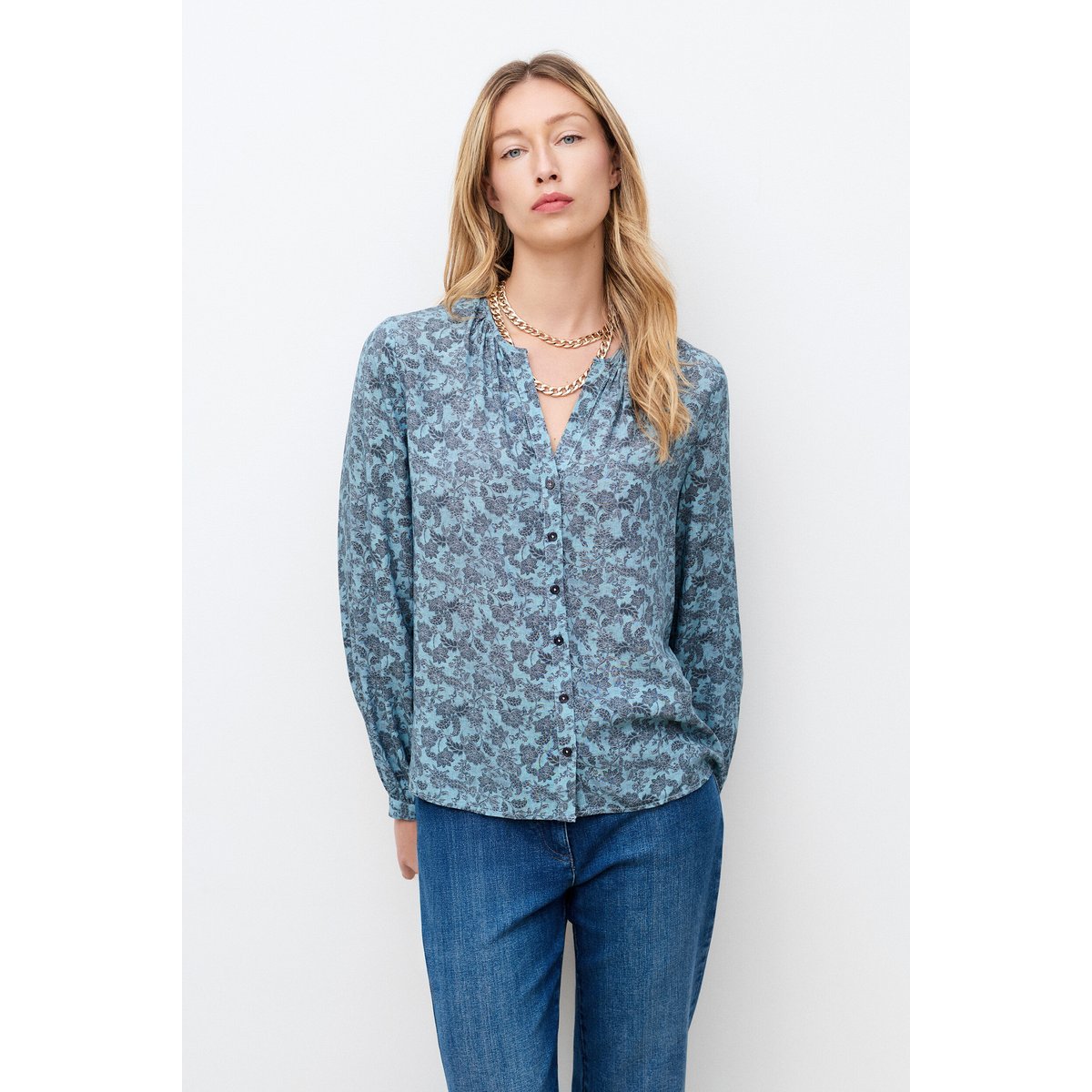 Chemise droite tunisien COLOMBY bleu gris, CAROLL