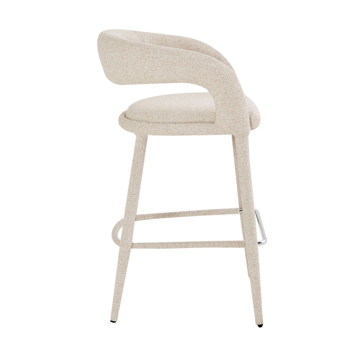 Lot de 2 chaises de bar en tissu H75cm- ROMY beige chiné, DRAWER