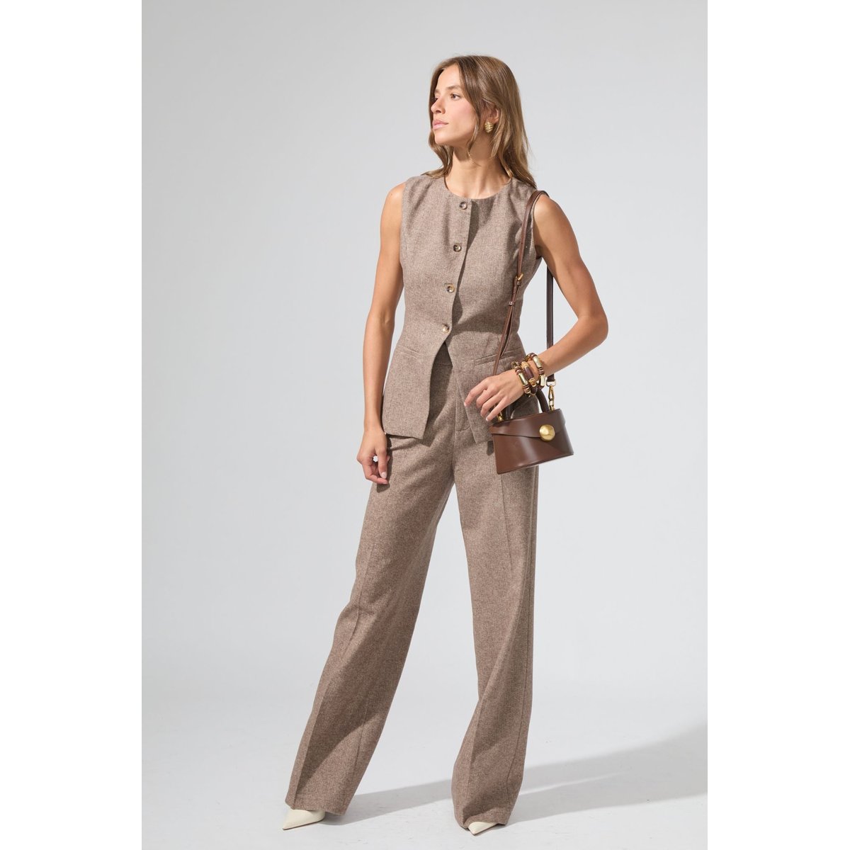 Pantalon droit ample RODRIGUE taupe, BENOA
