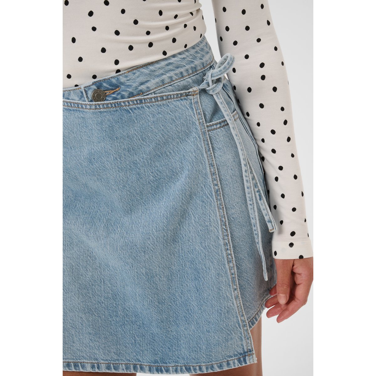 Shorts en jean bleu denim floral light blue washed denim, KAFFE