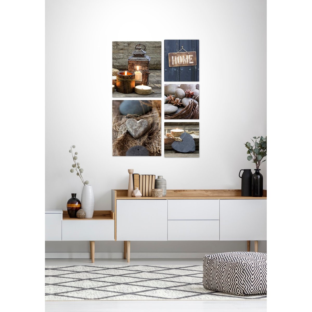 Set de 5 toiles Imprimées Maison bleu, ART FOR THE HOME