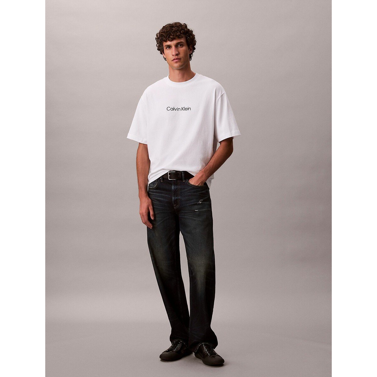 Relaxed fit T-shirt with short sleeves white, CALVIN KLEIN