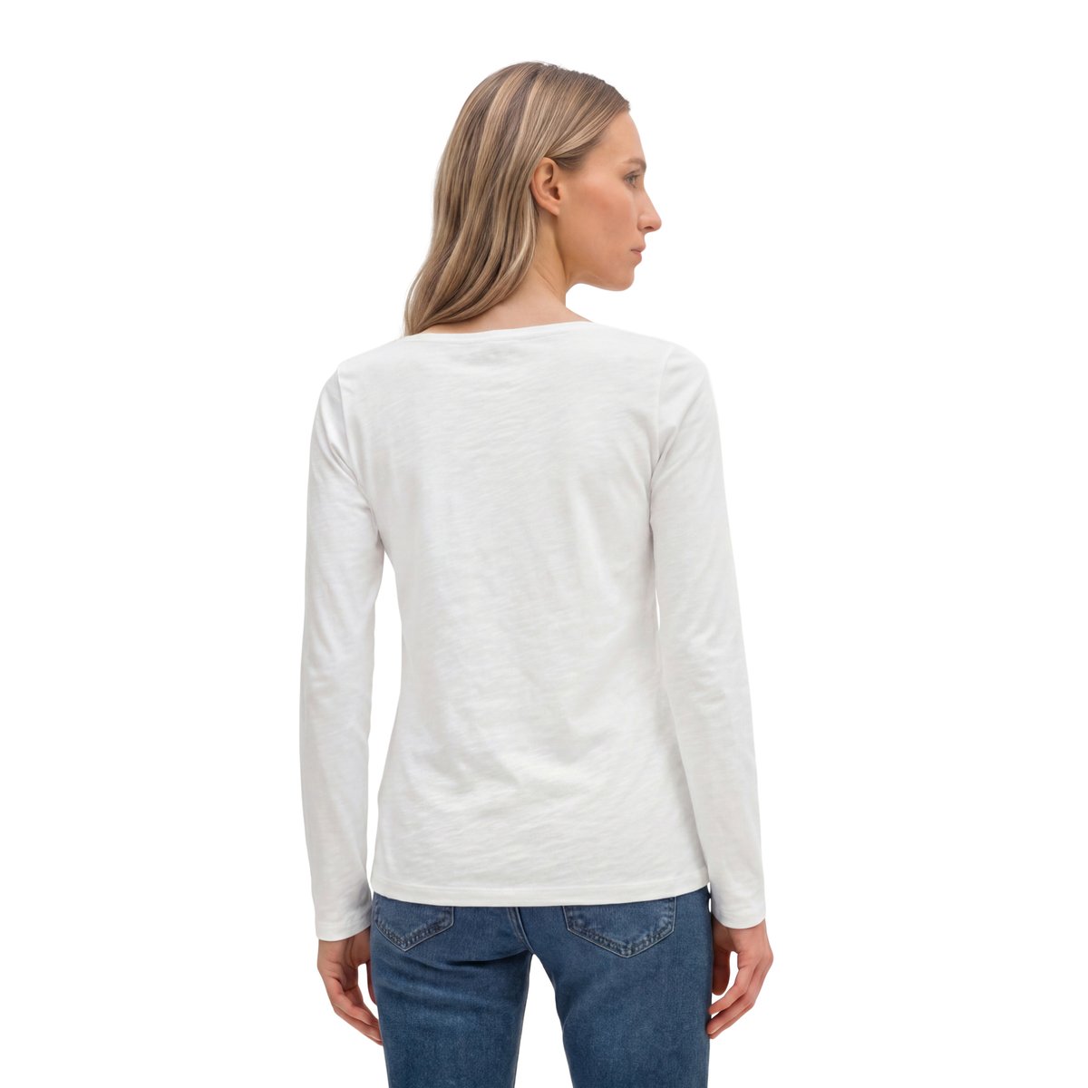 T-shirt long régulier en coton biologique blanc, MARC O'POLO