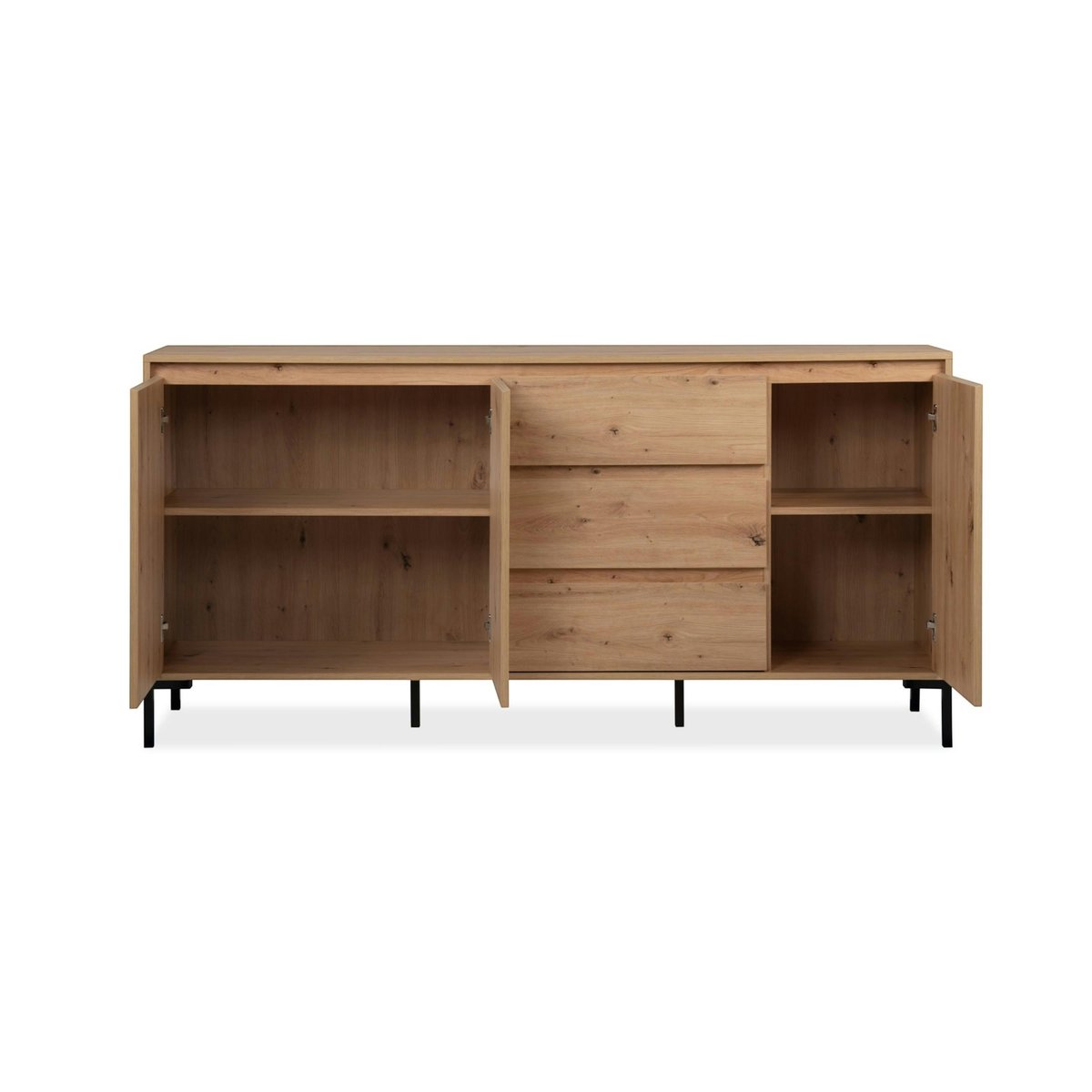 Buffet de salle à manger décor bois 3 portes 3 tiroirs KARVI bois naturel, PIER IMPORT