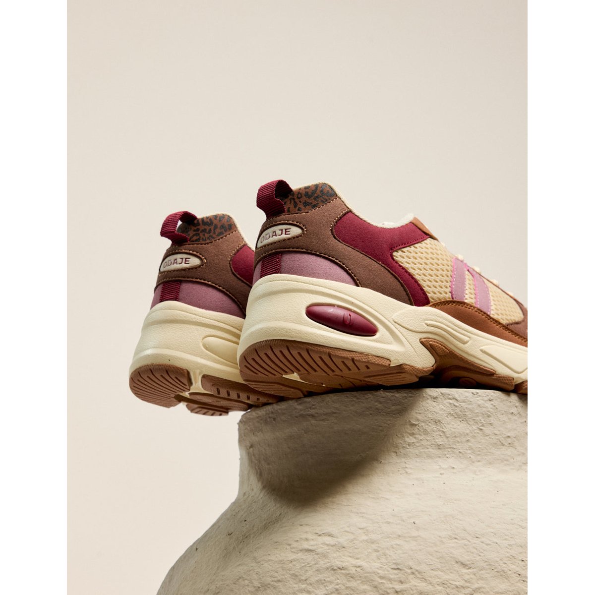 Baskets basses MAÉ bordeaux beige rose, ODAJE