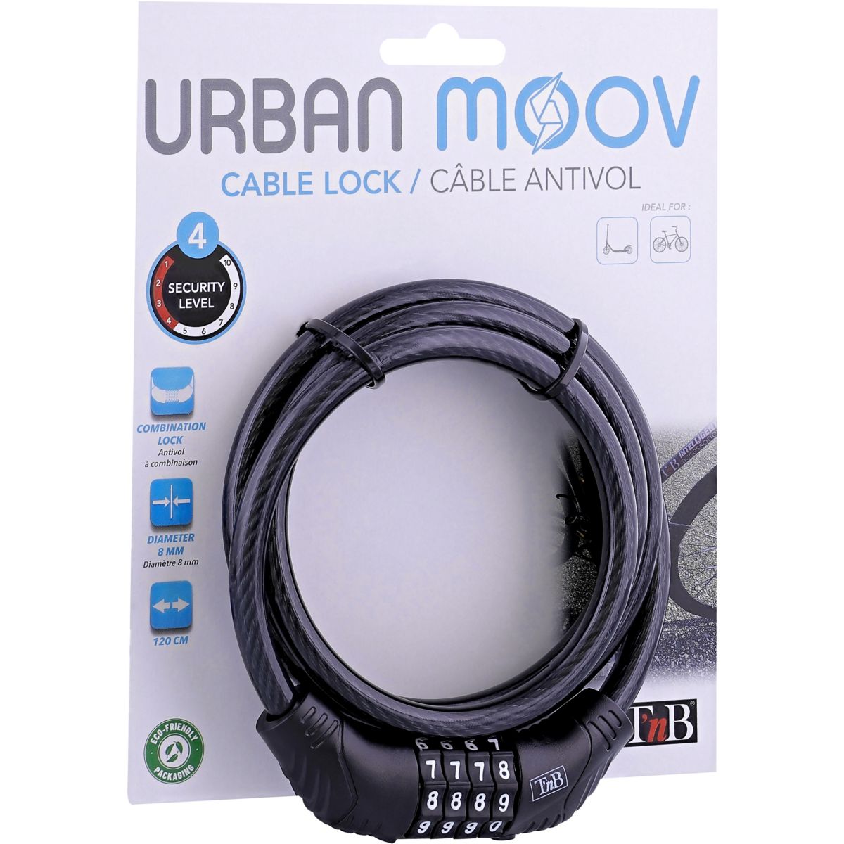 Antivol cable à code - noir noir, TNB