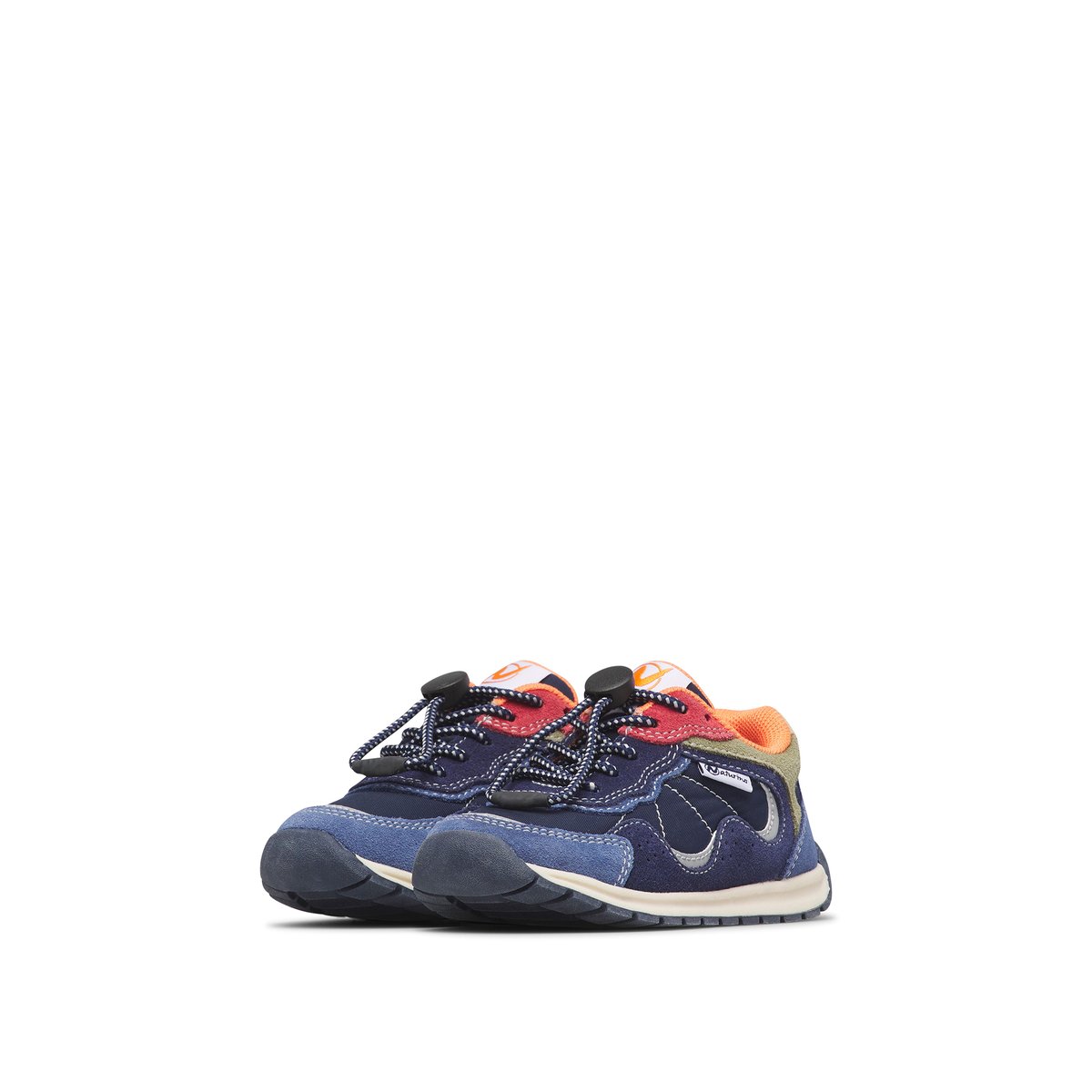 Sneakers en cuir et tissu MANSK. bleu-bleu ciel-blanc-rose, NATURINO