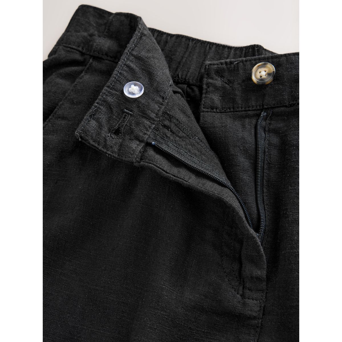 Pantalon en mélange de lin coupe large noir, NEXT