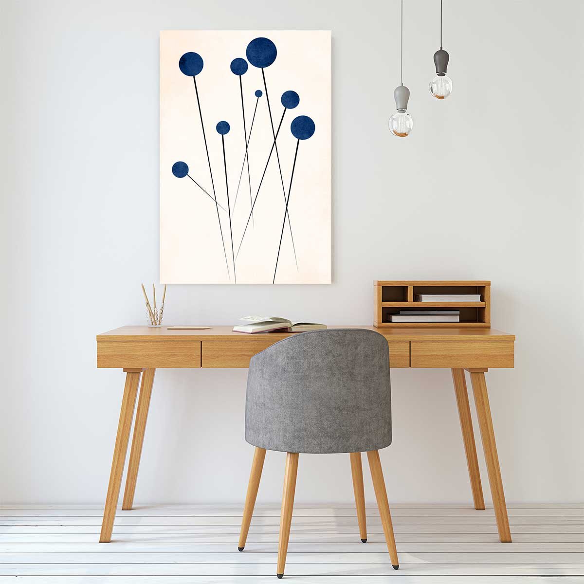 Tableau dessin fleurs de bleuets tableau alu dibond, HEXOA