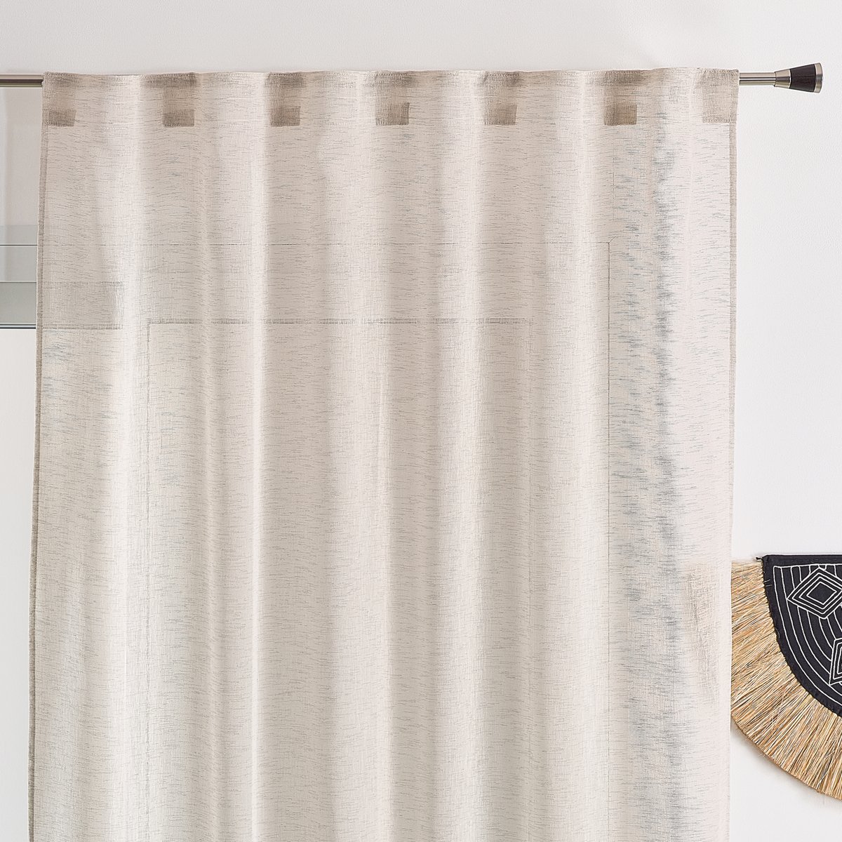 Voilage accroche 3-en-1  - Effet lin LUZ - QABANE naturel, HOME MAISON