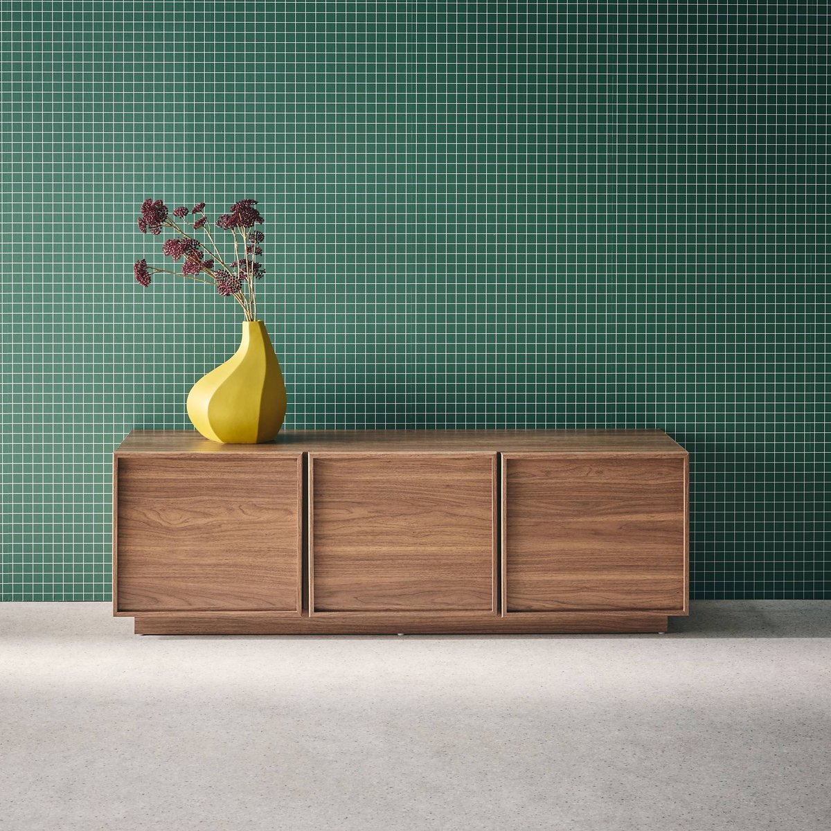 Meuble TV décor bois 3 portes 140cm KUBA noyer, SWEEEK