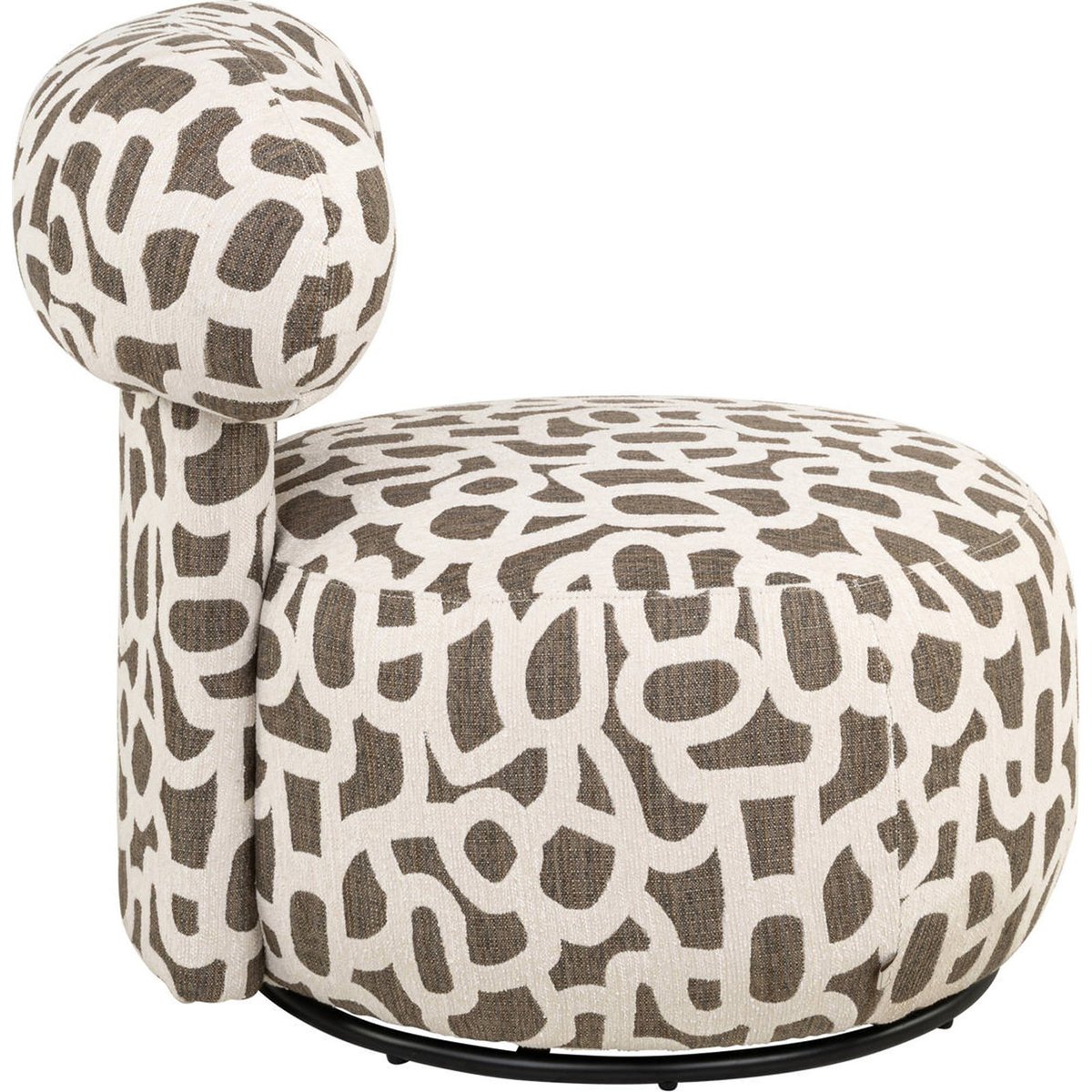Fauteuil lounge à motif tissé brun tissé et beige, RECOLLECTION