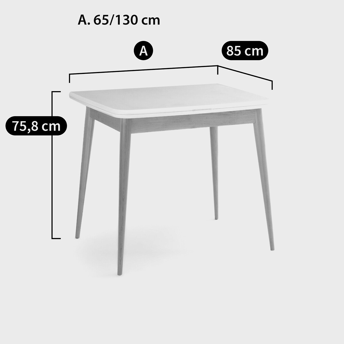 Table à manger, extensible, 2 à 6 personnes, JIMI blanc, LA REDOUTE INTERIEURS