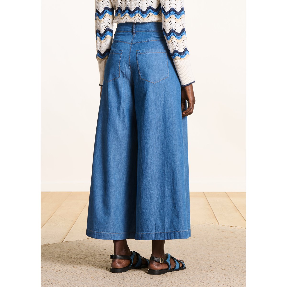 Pantalon large en jean souple medium, LA FEE MARABOUTEE