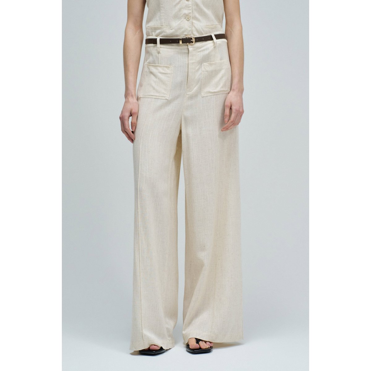 PANTALONS À JAMBES WIDE EN LIN beige, SALSA JEANS