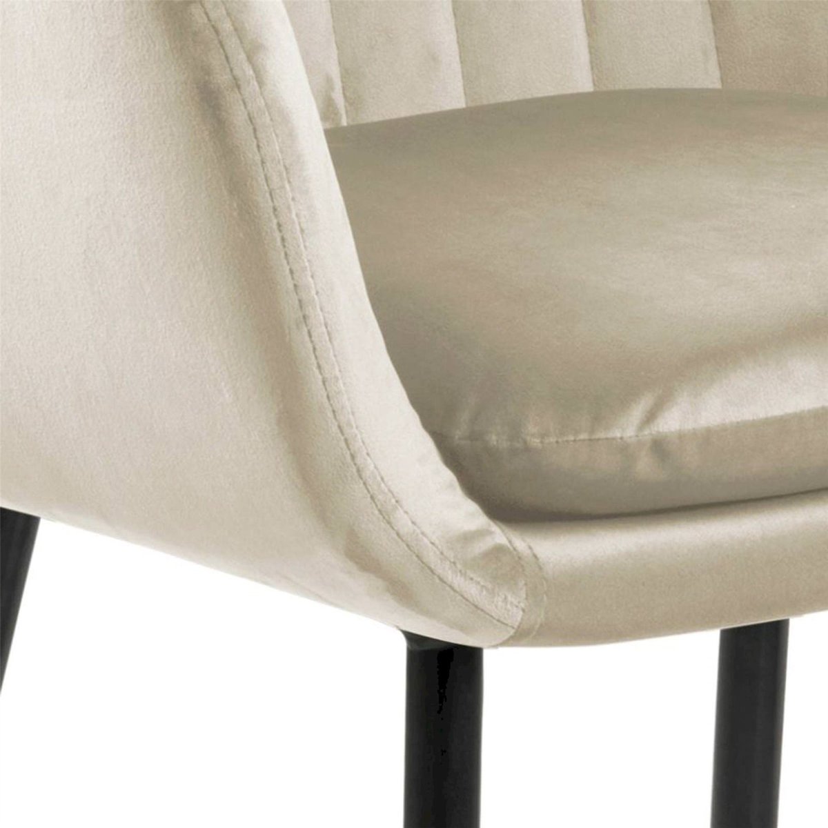 Chaise rembourrée à accoudoirs ELIDI en velours beige, RECOLLECTION