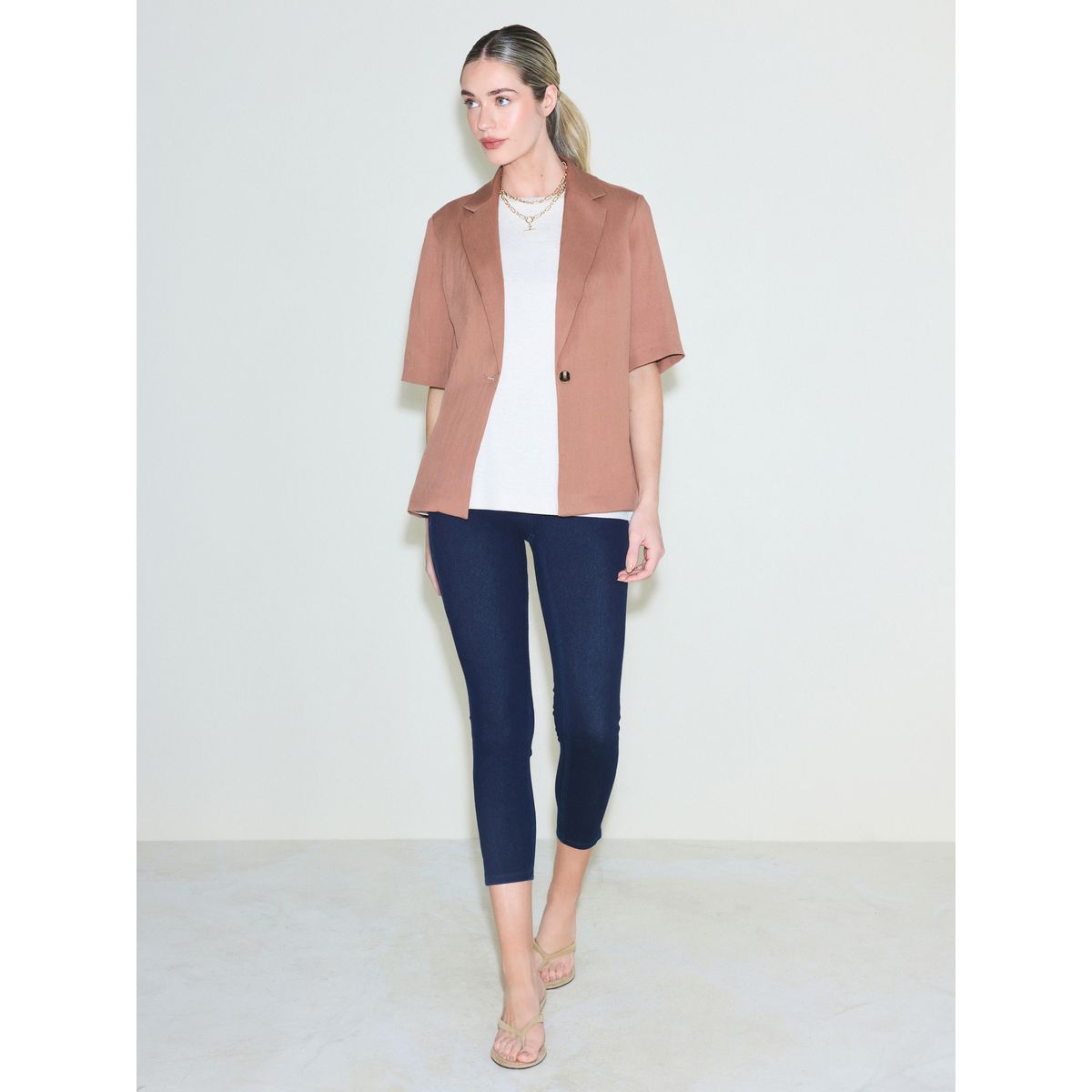 Legging court en denim de jersey brut, NEXT