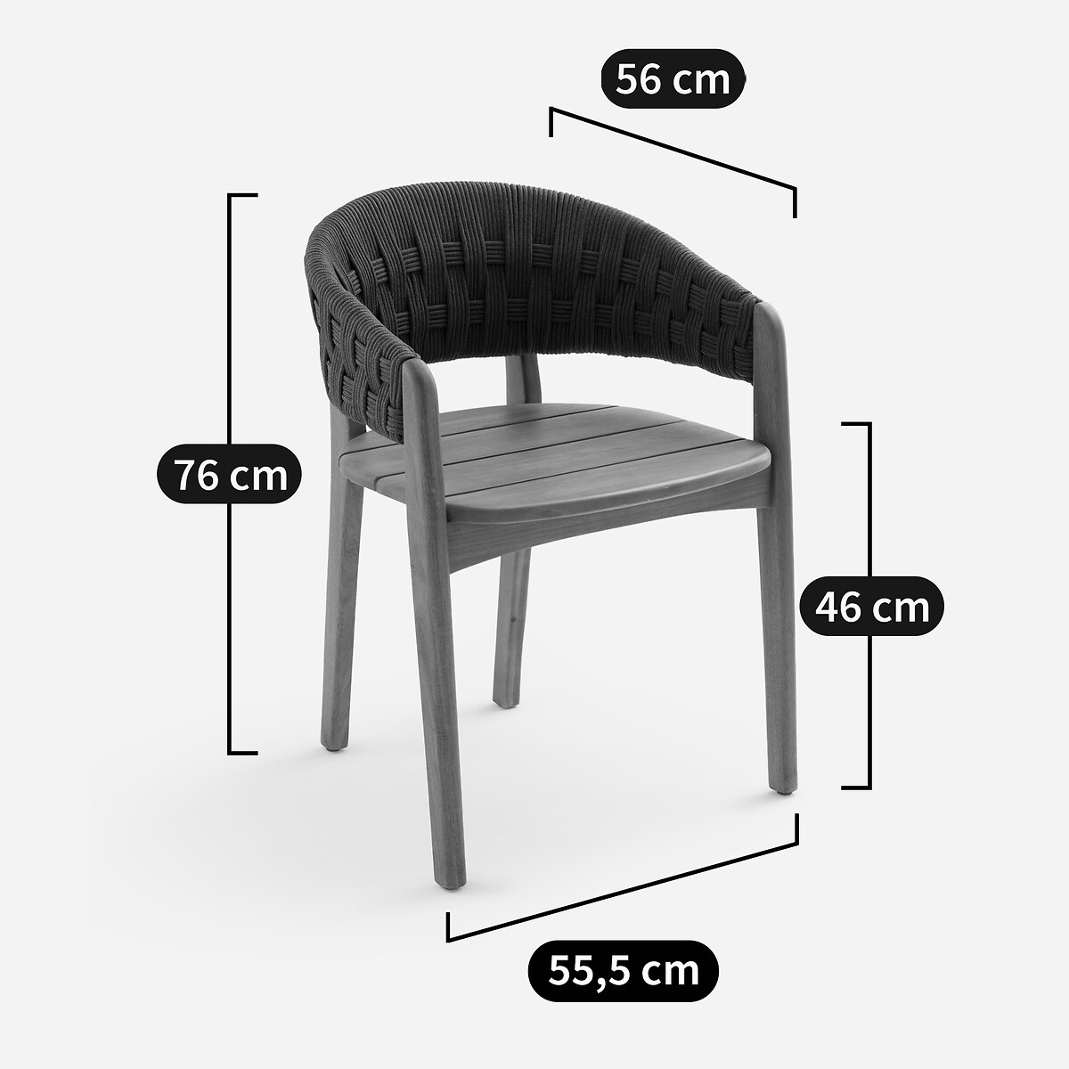 Fauteuil de table de jardin en acacia massif et corde tressée, CHABLIS naturel, AM.PM