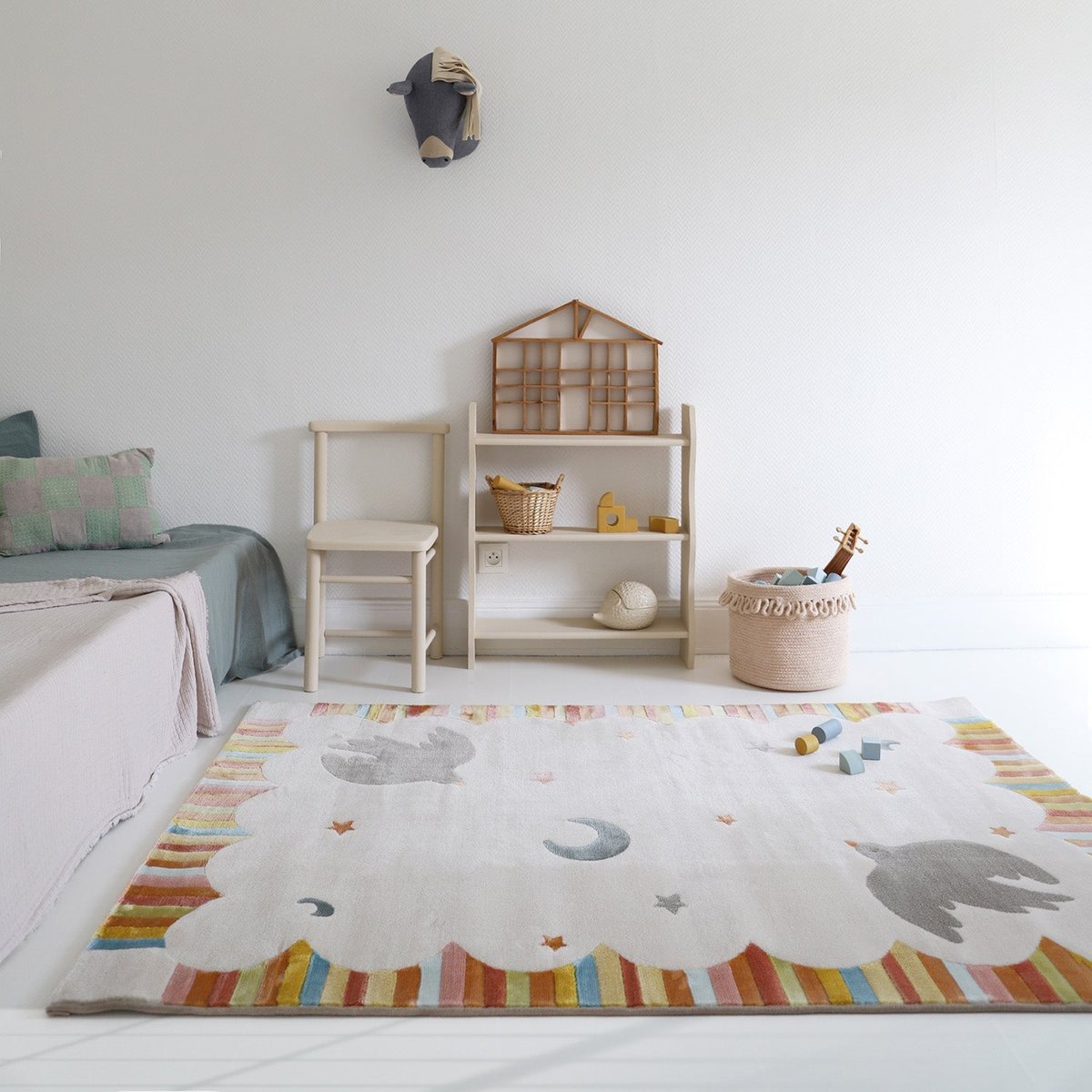Tapis chambre enfant multicolore DANCING BIRDS couleur unique, NATTIOT