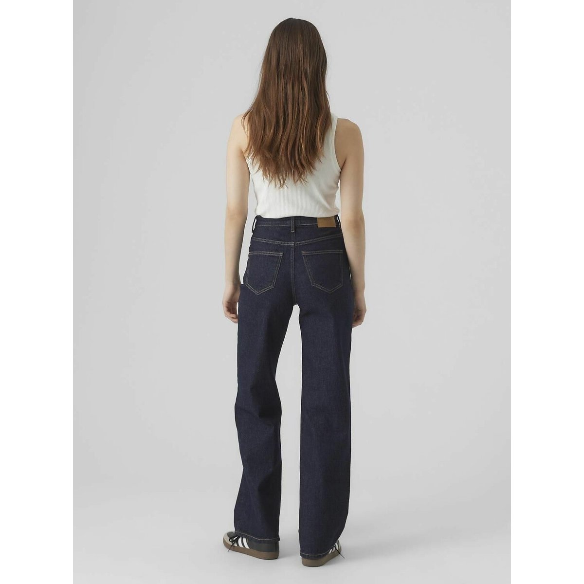 Wide Leg Jeans with High Waist dark blue            , VERO MODA