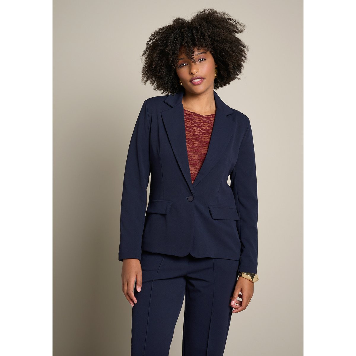 Blazer à coupe classique bleu marine, LOLALIZA