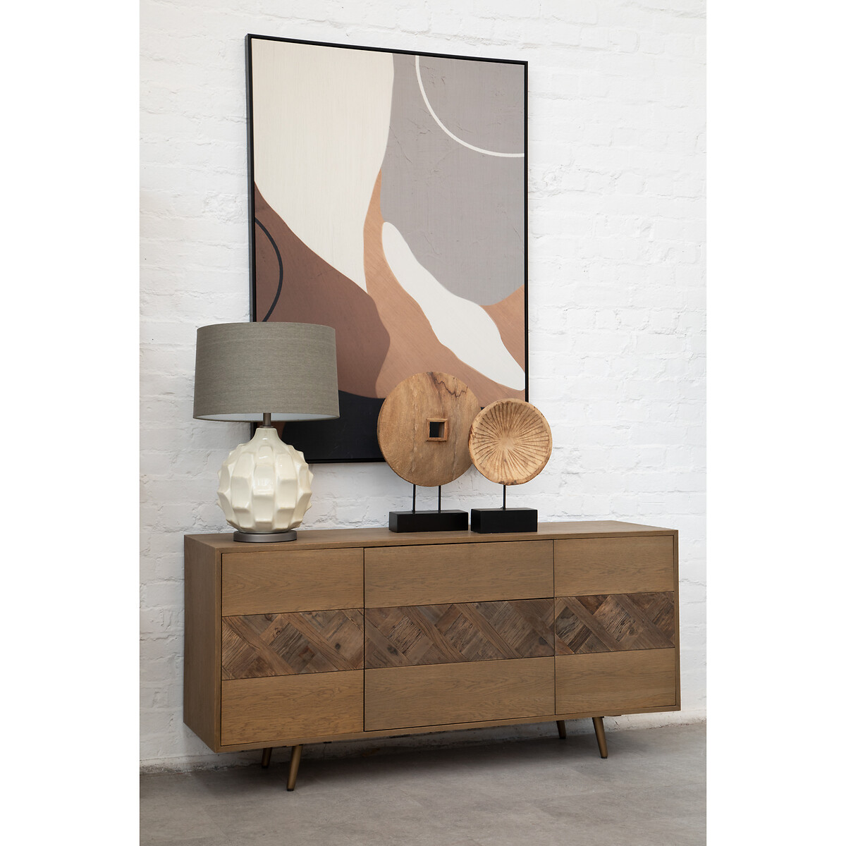 143 x 103cm Neutral Abstract Canvas Wall Art grey, SO'HOME