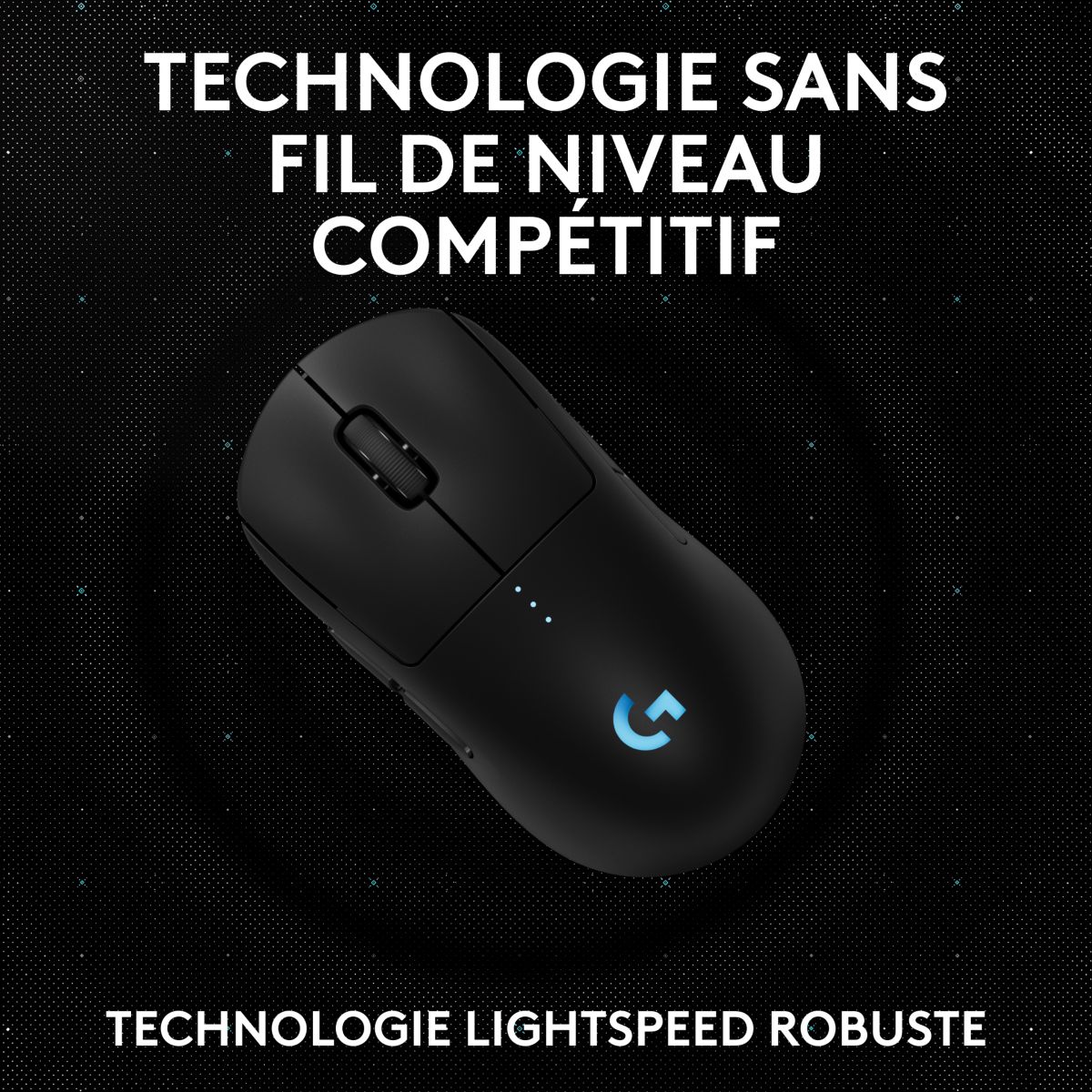 Souris Gamer Sans Fil Pro 2 Lightspeed noir + Pochette + Dongle 8K Hz couleur unique, LOGITECH