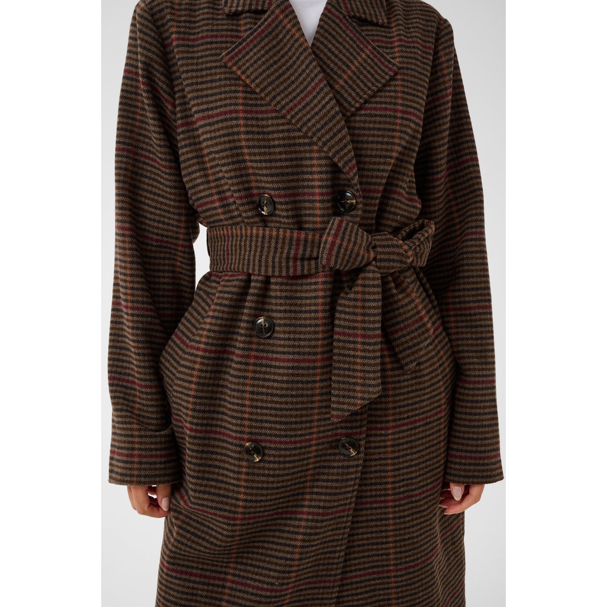 Manteau marron brown/multi check, KAFFE