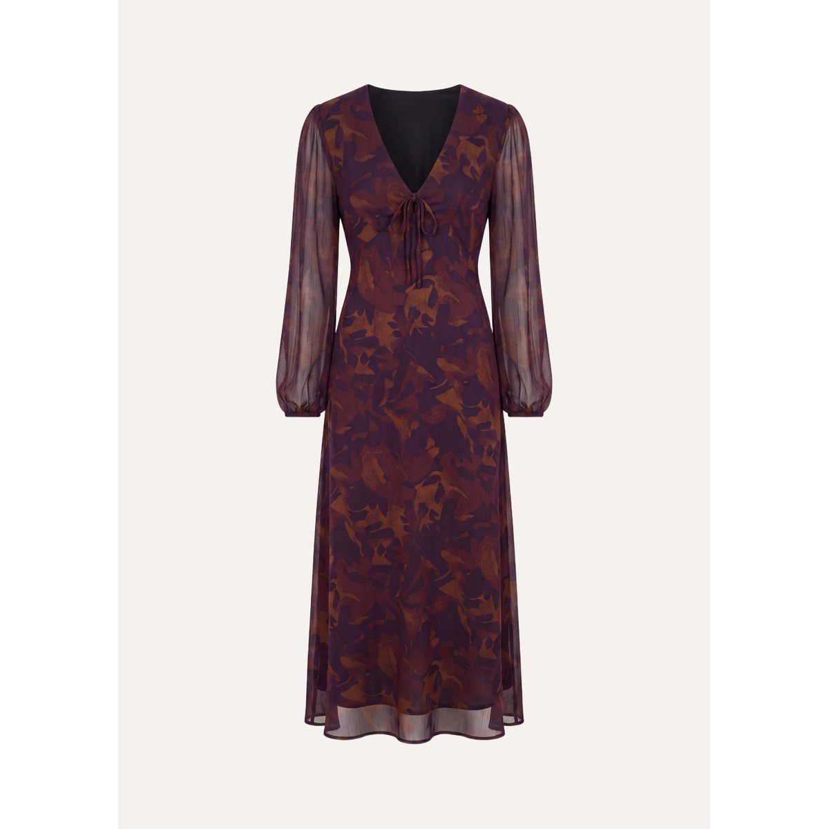 Robe longue à imprimé floral manches longues viola/tandoori, LA FEE MARABOUTEE