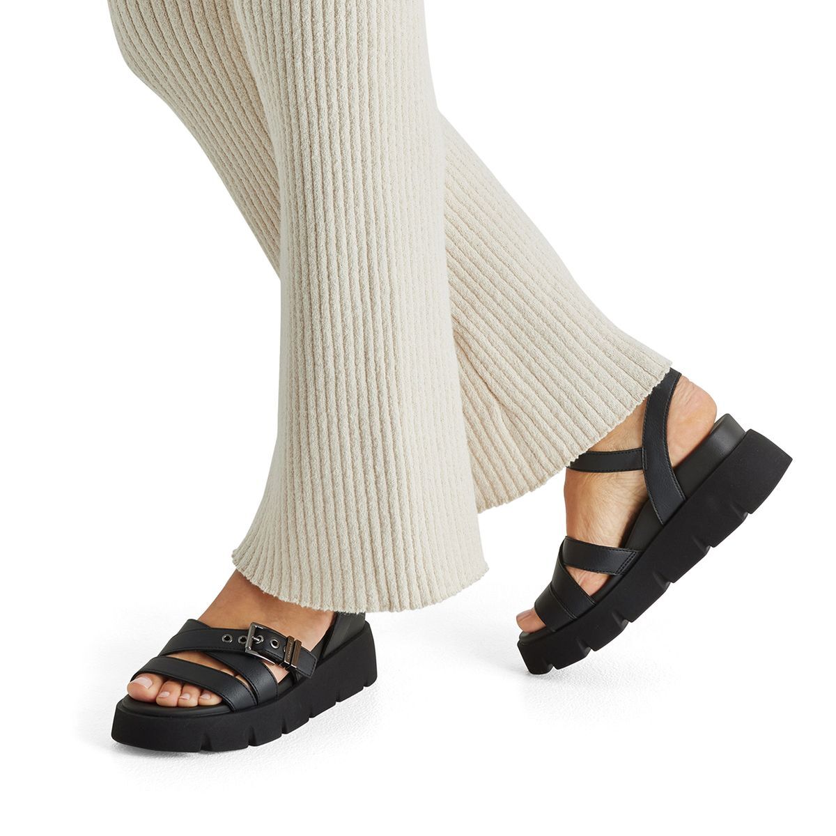 Sandales chunky compensées noir, TAMARIS