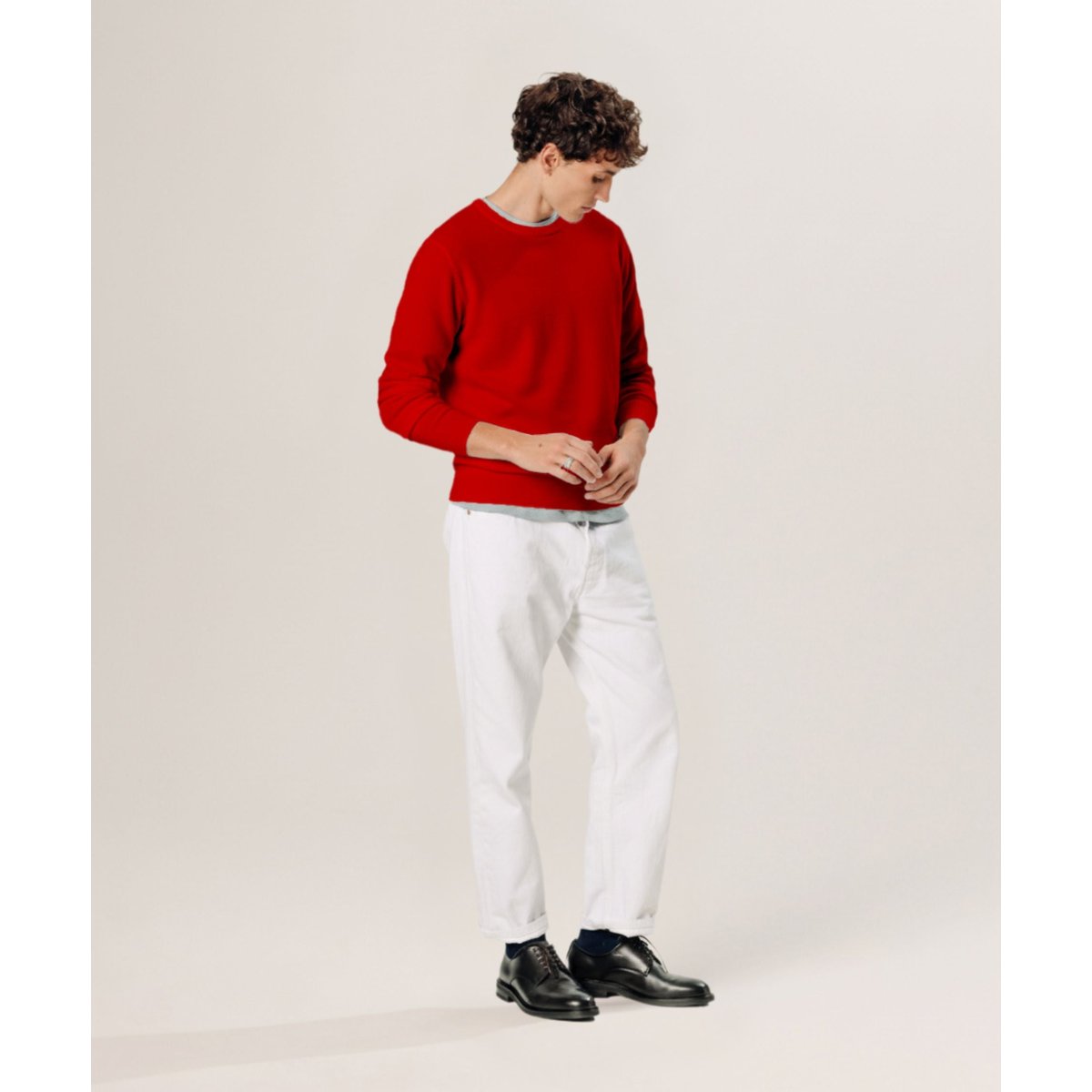 Pull col rond en laine mérinos rouge, RODIER