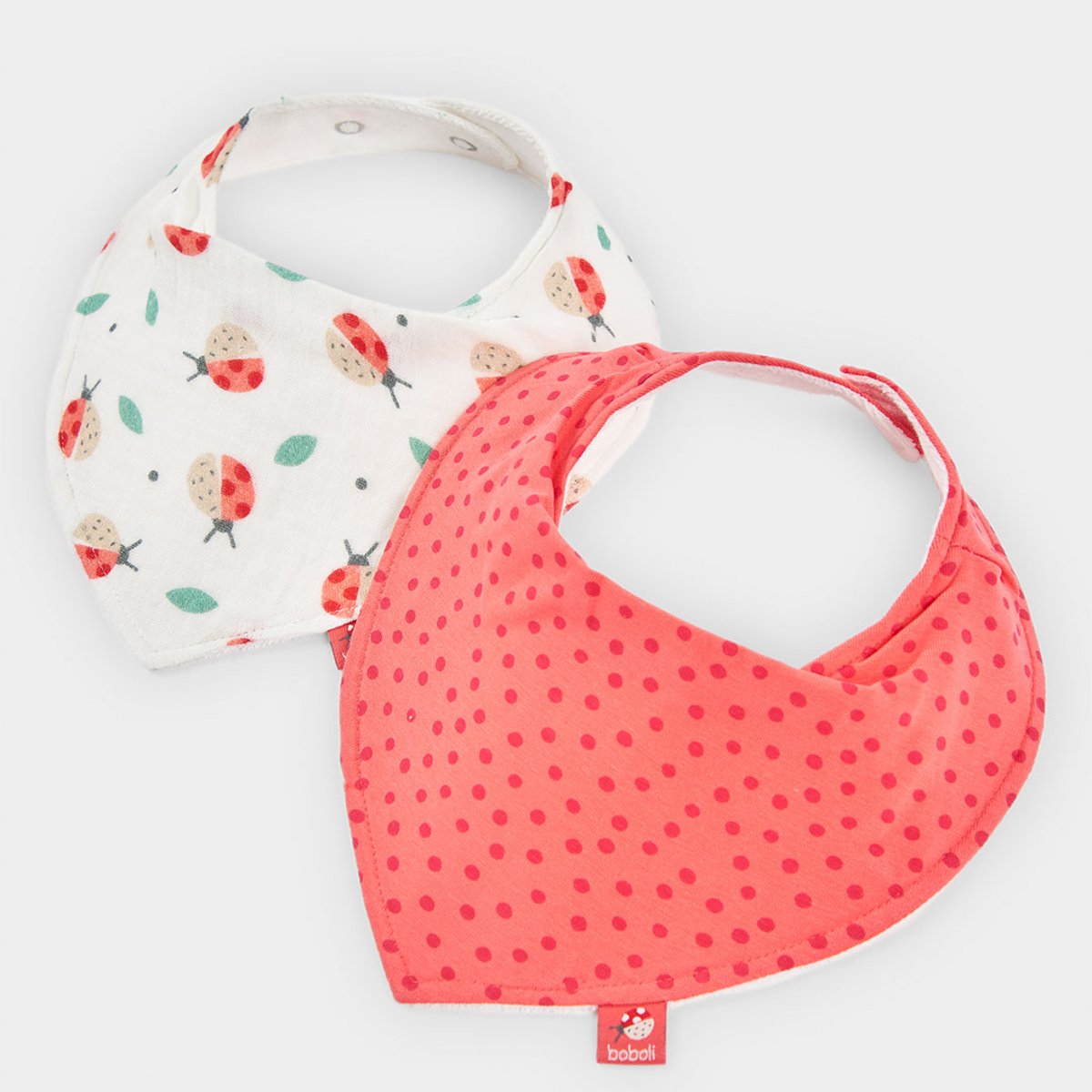 Pack de 2 bavoirs pour bébé en coton imprimé multicolore, BOBOLI
