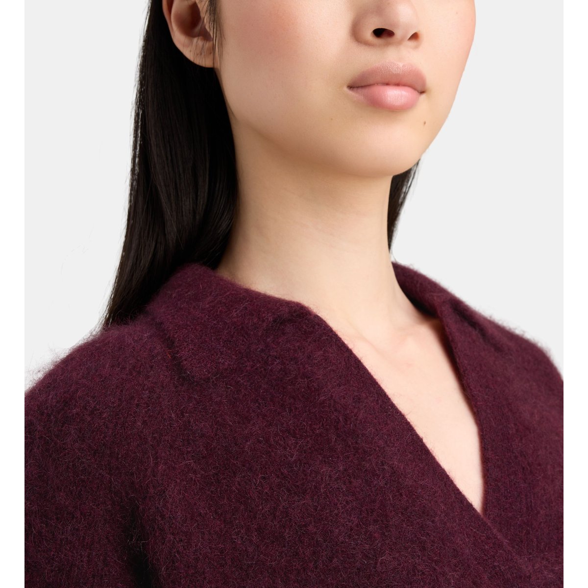 Pull droit orient maille longue soyeuse bordeaux, JODHPUR